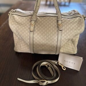 Gucci Microguccissima Leather Boston Bag – Ivory – Authentic w/ Strap & Dust Bag